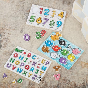 Melissa & Doug Wooden Peg Puzzles Set for Toddlers