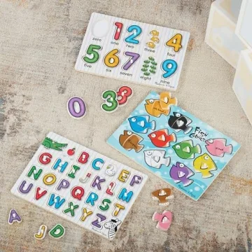 Melissa & Doug Wooden Peg Puzzles Set for Toddlers