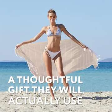 WETCAT Turkish Beach Towel Oversized (38"x71") 100% Turkish Cotton, Made in Turkey - Sand Free, Extr...