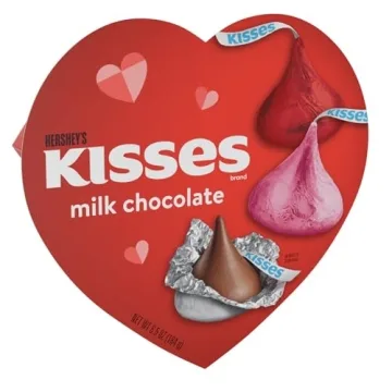 HERSHEY'S Kisses Milk Chocolate Candy Heart Box 6.5 Oz