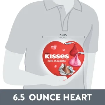 HERSHEY'S Kisses Milk Chocolate Candy Heart Box 6.5 Oz