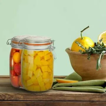 Encheng 32 oz Wide Mouth Mason Glass Jars Set of 4