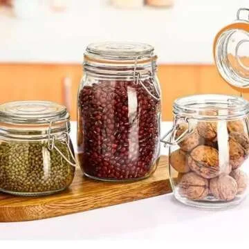 Encheng 32 oz Wide Mouth Mason Glass Jars Set of 4