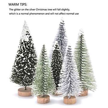 JUNKE 18 PCS Miniature Christmas Tree Small Artificial Miniatures Sisal Snow Frost Trees, Diorama Mo...