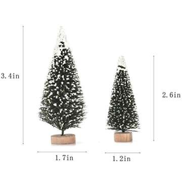 JUNKE 18 PCS Miniature Christmas Tree Small Artificial Miniatures Sisal Snow Frost Trees, Diorama Models, Micro Scenery Landscape Architecture Trees for Christmas Crafts Tabletop Decor