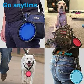PetBonus Collapsible Silicone Dog Bowls - Travel Friendly