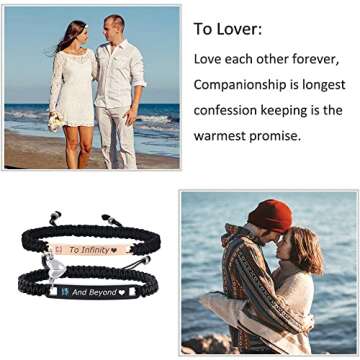 MEALGUET to Infinity and Beyond Couple Bracelet,Hand Braided Couple Bracelets Set Mutual Attraction Relationship Bracelet Personalized Gift for Men Women, Handmade