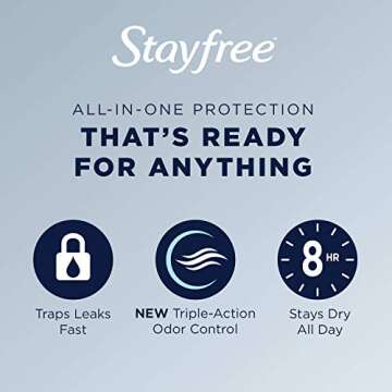 Stayfree Ultra Thin Overnight Pads with Wings, For Women, Reliable Protection and Absorbency of Feminine Moisture, Leaks and Periods, 40 count - Pack of 3