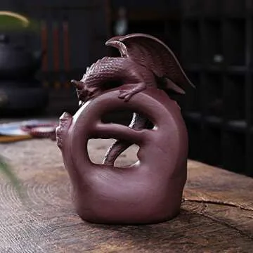 INONE Ceramic Dragon Incense Burner with 100 Cones, Waterfall Backflow Incense Holder, Aromatherapy Ornament, Zen Decor, Home Decor, Room Decor