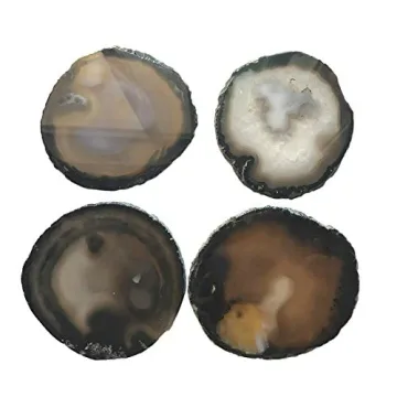 JIC Gem Natural Agate Coasters Set 4 - Unique Home Décor