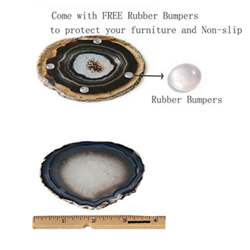 JIC Gem Natural Agate Coasters Set 4 - Unique Home Décor