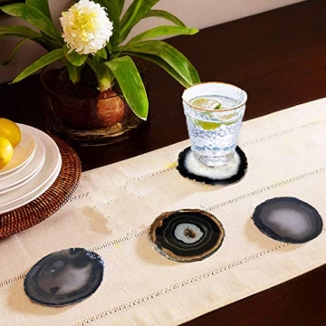 JIC Gem Natural Agate Coasters Set 4 - Unique Home Décor