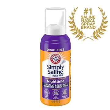 ARM & HAMMER Simply Saline Nighttime Nasal Mist 4.6oz- Instant Relief for SEVERE Congestion- One 4.6...