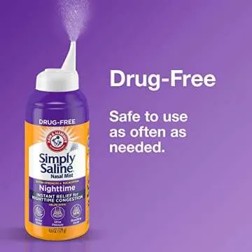 ARM & HAMMER Simply Saline Nighttime Nasal Mist 4.6oz- Instant Relief for SEVERE Congestion- One 4.6oz Bottle
