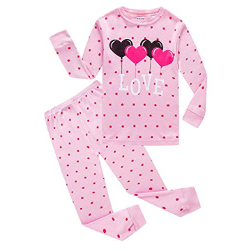 KikizYe Little Girls Valentine's Day Pajamas Kids Love Long Sleeve Pjs Sets Toddler Valentines Cotto...
