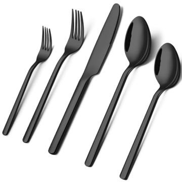 KINGSTONE 20-Piece Black Silverware Set for 4 – Elegant Flatware for Home & Restaurant