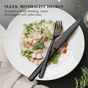 KINGSTONE Black Flatware Set for 4 - 20 Piece Set
