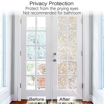 rabbitgoo Window Privacy Film, Decorative Rainbow Window Clings for Glass Covering, Static Cling Non Adhesive Door Stickers UV Blocking, Stained Glass Vinyl Decal, 3D Pebble, 17.5 x 78.7 inches