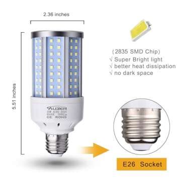 Energy-Efficient Auzer 30W Daylight LED Corn Light Bulb | 2-Pack