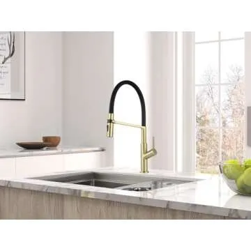 AguaStella AS75CB Champagne Bronze and Black Kitchen Sink Faucet with Pull Down Sprayer Single Handle