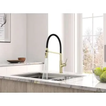 AguaStella AS75CB Champagne Bronze and Black Kitchen Sink Faucet with Pull Down Sprayer Single Handle