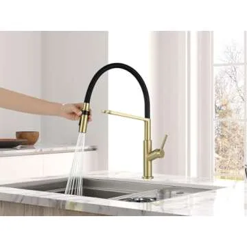 AguaStella AS75CB Champagne Bronze and Black Kitchen Sink Faucet with Pull Down Sprayer Single Handle