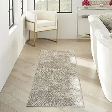 Inspire Me! Home Décor Metallic Modern Grey Mocha Rug - Glam Area Rug, Easy Clean, Non-Shedding, fo...