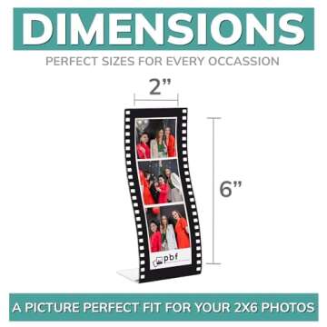 pbf PHOTO BOOTH FRAMES 2x6 Acrylic Sign Holder | 2 x 6 Vertical Stand Up Sign Holder | Hollywood Acr...