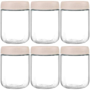 NETANY Glass Jars 6-Pack with Airtight Lids 16oz