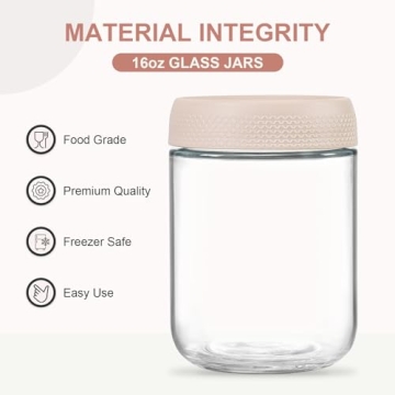 NETANY Glass Jars 6-Pack with Airtight Lids 16oz
