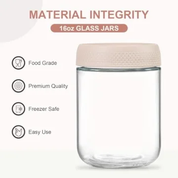 NETANY Glass Jars 6-Pack with Airtight Lids 16oz