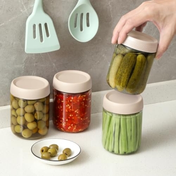 NETANY Glass Jars 6-Pack with Airtight Lids 16oz