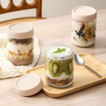 NETANY Glass Jars 6-Pack with Airtight Lids 16oz