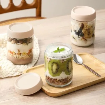 NETANY Glass Jars 6-Pack with Airtight Lids 16oz