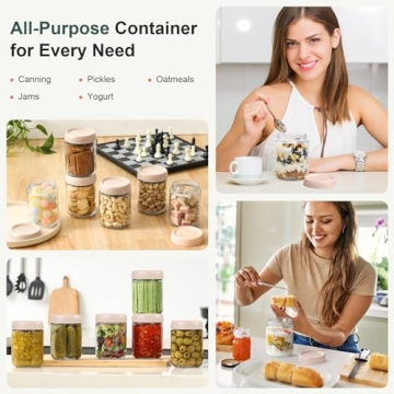 NETANY Glass Jars 6-Pack with Airtight Lids 16oz