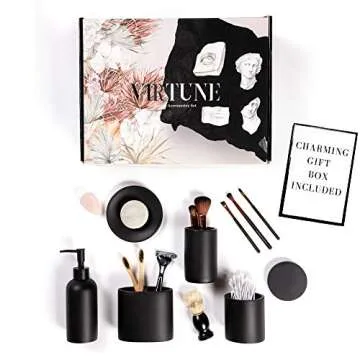 Premium 5 Pcs Matte Black Bathroom Accessories Set Complete. Black Bathroom Decor Sets. Matte Black Bathroom Accessory Set Black. Black Bathroom Set Black. Black and White Bathroom Accessories