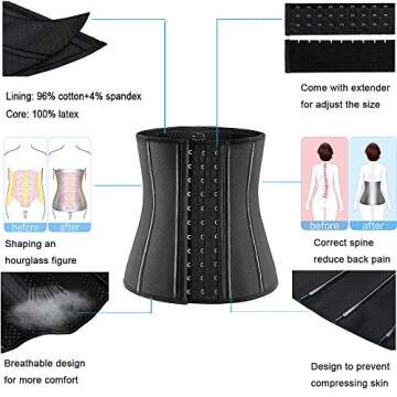 ECOWALSON Waist Trainer for Women Corset Cincher Body Shaper Girdle Trimmer with Steel Bones Extender