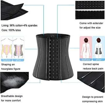 ECOWALSON Waist Trainer for Women Corset Cincher Body Shaper Girdle Trimmer with Steel Bones Extender
