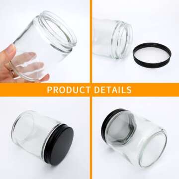 Encheng 8 OZ Glass Jars with Airtight Metal Lids
