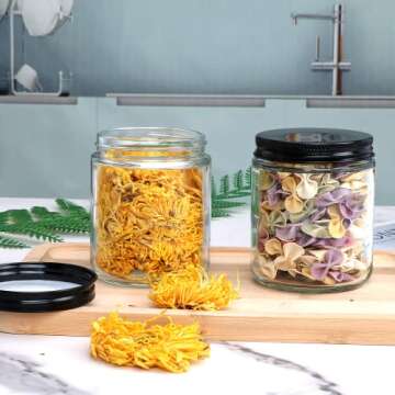 Encheng 8 OZ Glass Jars with Airtight Metal Lids