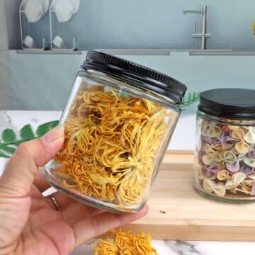 Encheng 8 OZ Glass Jars with Airtight Metal Lids