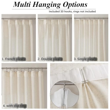 Ftinala 108 Inch Natural Linen Sheer Curtains - Elegant Drapes