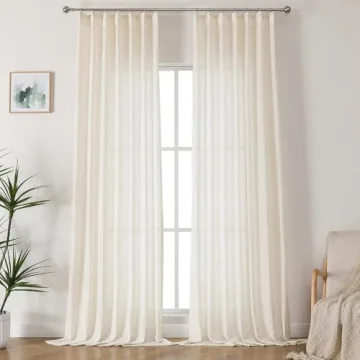 Ftinala 108 Inch Natural Linen Sheer Curtains - Elegant Drapes
