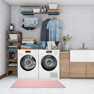 Lyeasw Pink Kitchen Mats 2 Pcs, Non-Slip Waterproof PVC Kitchen Rug Mat Set, Cushioned Anti Fatigue ...