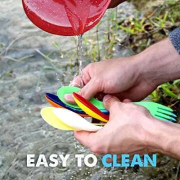 Tapirus Spork to Go V8 Set - 8 Colorful Durable and BPA Free Sporks - Spoon, Fork and Knife Combo Utensils Flatware Mess Kit for Camping and Outdoor Activities - with Bottle Opener and Carrying Case