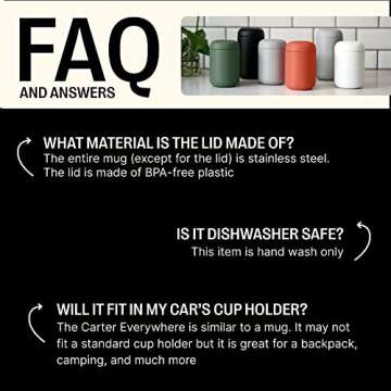 Fellow 16 oz Carter Wide Travel Mug - Wide Mouth Vacuum-Insulated Stainless Steel Coffee Mug - Tea and Coffee Tumbler - Travel Coffee Mug with Ceramic Interior - Matte White