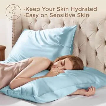 Bedsure 100% Mulberry Silk Pillowcase for Hair and Skin,Canal Blue Silk Pillow Case with Hidden Zipper, Gifts for Women Men, Standard Size Single Pack,20x26 Inches