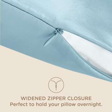 Bedsure 100% Mulberry Silk Pillowcase for Hair and Skin,Canal Blue Silk Pillow Case with Hidden Zipper, Gifts for Women Men, Standard Size Single Pack,20x26 Inches