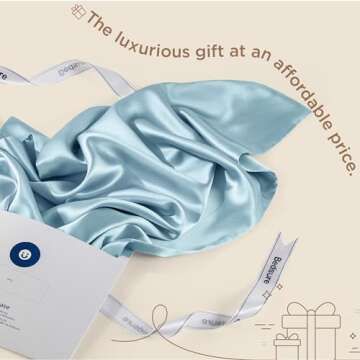 Bedsure 100% Mulberry Silk Pillowcase for Hair and Skin,Canal Blue Silk Pillow Case with Hidden Zipper, Gifts for Women Men, Standard Size Single Pack,20x26 Inches