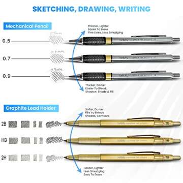 Bellofy Mechanical Pencils Set - 14-Piece Sketching Tool